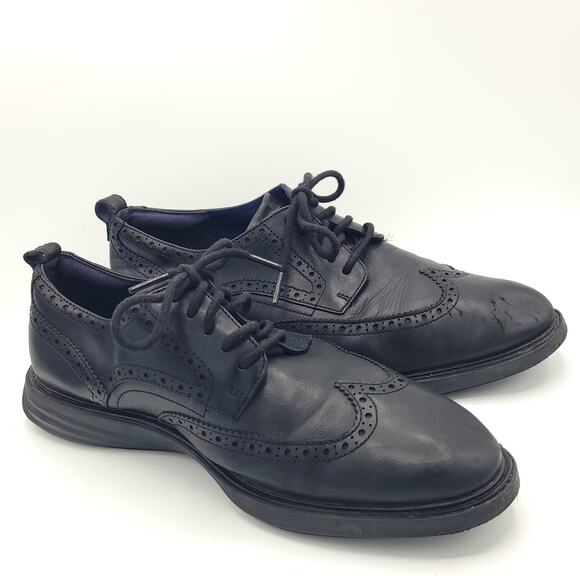 Cole Haan grand evolution Black Oxfords Wingtip Brogue men's size 10 - Picture 3 of 8